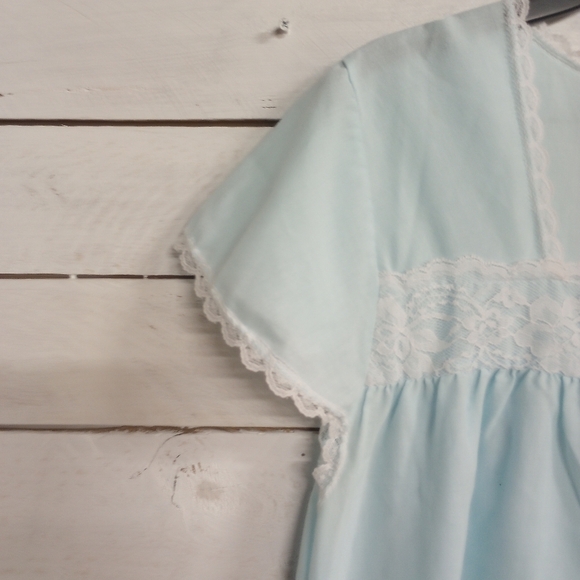Vintage Elsie of Miami Nightgown Blue Women's Size Large Lace Embroidered - Picture 10 of 12